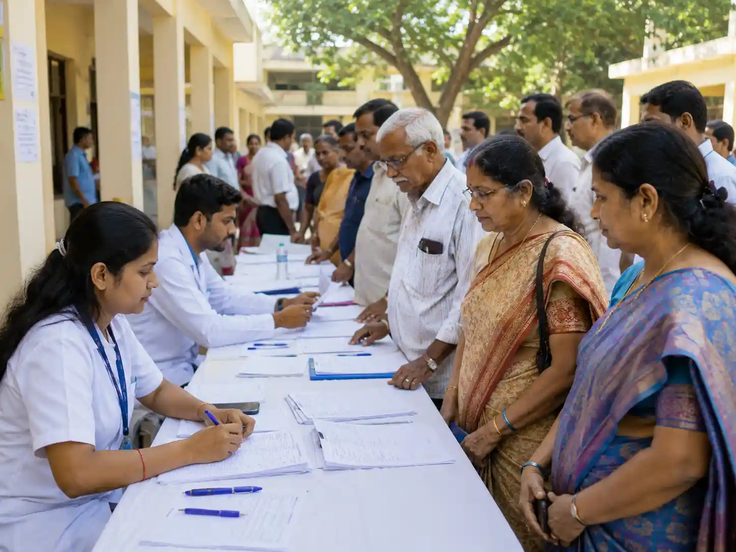 Registration desk on the morning of the camp